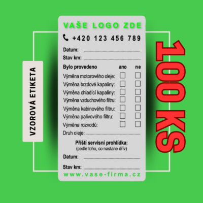 Štítky výměny oleje 100 ks