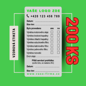 Štítky výměny oleje 200 ks