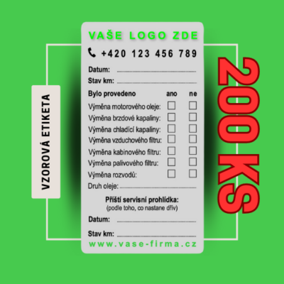 Štítky výměny oleje 200 ks