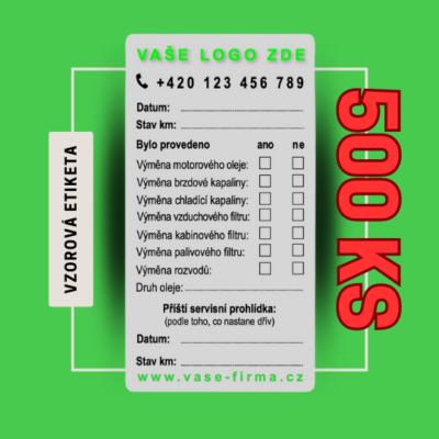 Štítky výměny oleje 500 ks